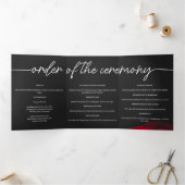 ヴィンテージ緋色バラ花弁結婚花 三つ折りプログラム (内部)