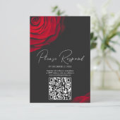 ヴィンテージ緋色バラ花弁結婚花 出欠カード (スタンド正面)
