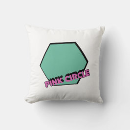 ヴィンテージ緑がかった六角ピンクの円文字 クッション
