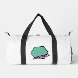 ヴィンテージ緑がかった六角ピンクの円文字 ダッフルバッグ