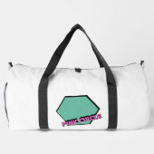 ヴィンテージ緑がかった六角ピンクの円文字 ダッフルバッグ (裏面)