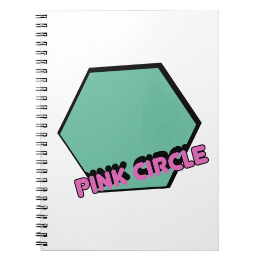 ヴィンテージ緑がかった六角ピンクの円文字 ノートブック (正面)