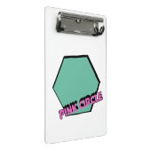 ヴィンテージ緑がかった六角ピンクの円文字 ミニクリップボード (アングル)