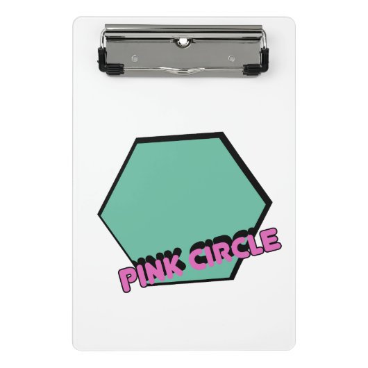 ヴィンテージ緑がかった六角ピンクの円文字 ミニクリップボード (正面)