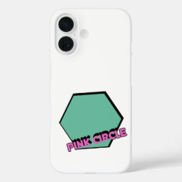 ヴィンテージ緑がかった六角ピンクの円文字 iPhone 16ケース