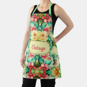 ヴィンテージ緑とピンクの花 エプロン (インサイチュ)