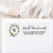 ヴィンテージ緑のフローラ結婚の住所 シール (インサイチュ)