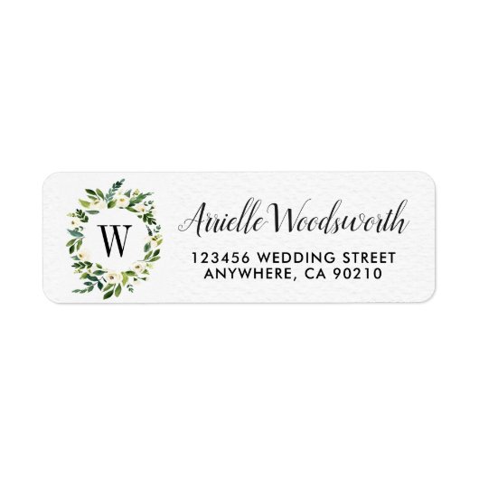 ヴィンテージ緑のフローラ結婚の住所 シール (正面)