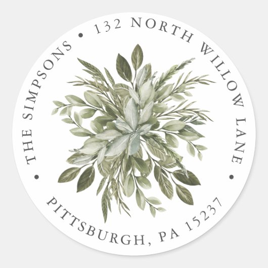 ヴィンテージ緑化差出人住所 ラウンドシール (正面)