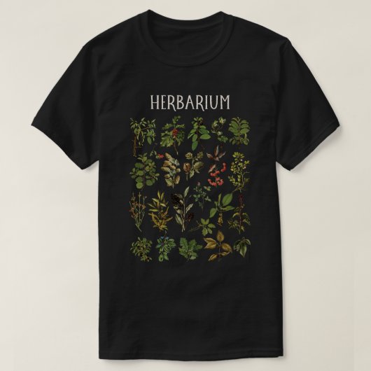 ヴィンテージ緑植物図 Tシャツ (デザイン正面)