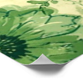 ヴィンテージ緑植物花の模様 ポスター (角)