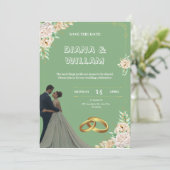 ヴィンテージ緑結婚式招待状 招待状 (スタンド正面)