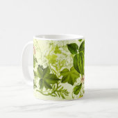ヴィンテージ緑色植物野草水色 コーヒーマグカップ (正面左)