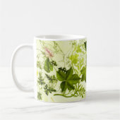 ヴィンテージ緑色植物野草水色 コーヒーマグカップ (左)