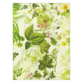 ヴィンテージ緑色植物野草水色 テーブルクロス (正面)