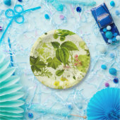 ヴィンテージ緑色植物野草水色 ペーパープレート (パーティー)