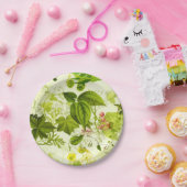 ヴィンテージ緑色植物野草水色 ペーパープレート (パーティー)