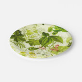 ヴィンテージ緑色植物野草水色 ペーパープレート (アングル)