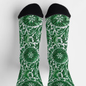 ヴィンテージ緑色装飾花柄 ソックス (上部)