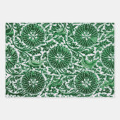 ヴィンテージ緑色装飾花柄 ラッピングペーパーシート (正面)