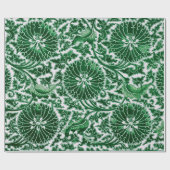 ヴィンテージ緑色装飾花柄 ラッピングペーパー (フラット)