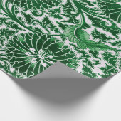 ヴィンテージ緑色装飾花柄 ラッピングペーパー (角)