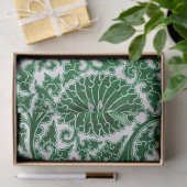 ヴィンテージ緑色装飾花柄 薄葉紙 (ギフト)