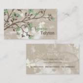 ヴィンテージ緑花フローラグランジタウペ 名刺 (正面/裏面)