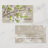 ヴィンテージ緑花フローラグランジタウペ 名刺 (正面/裏面)