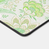 ヴィンテージ緑花柄とグリーンハミングバード デスクマット (コーナー)