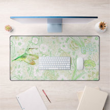 ヴィンテージ緑花柄とグリーンハミングバード