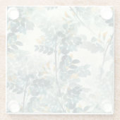 ヴィンテージ緑葉葉エレガント模様 ガラスコースター (裏面)