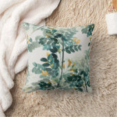 ヴィンテージ緑葉葉エレガント模様 クッション (ブランケット)