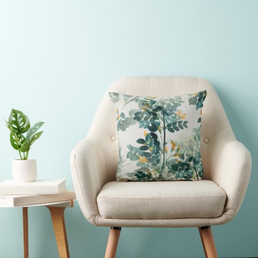 ヴィンテージ緑葉葉エレガント模様 クッション (椅子)