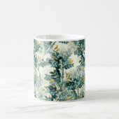 ヴィンテージ緑葉葉エレガント模様 コーヒーマグカップ (中央)