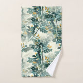 ヴィンテージ緑葉葉エレガント模様 バスタオルセット (ハンドタオル)