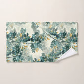 ヴィンテージ緑葉葉エレガント模様 バスタオルセット (ハンドタオル)