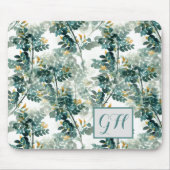 ヴィンテージ緑葉葉エレガント模様 マウスパッド (正面)