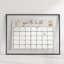 ヴィンテージ緑豊かな動物の赤ちゃんシャワー推定日 ポスター