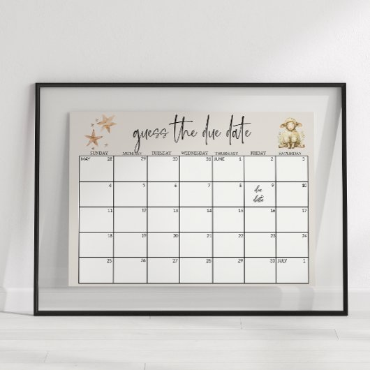 ヴィンテージ緑豊かな動物の赤ちゃんシャワー推定日 ポスター