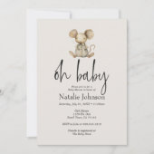 ヴィンテージ緑豊かな子供部屋動物ああ赤ちゃんシャワー 招待状 (正面)