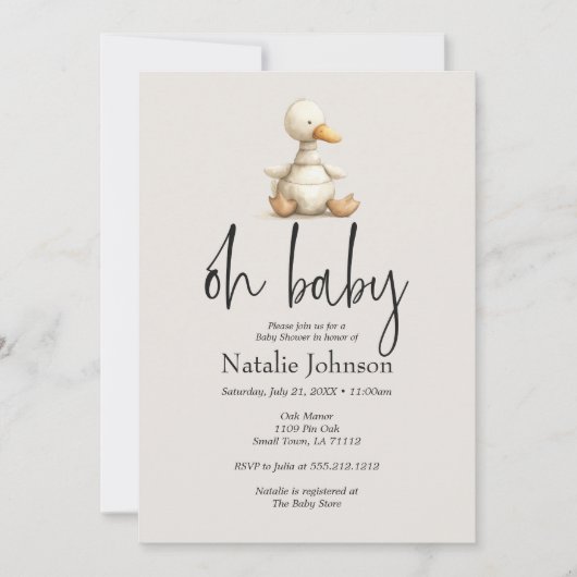 ヴィンテージ緑豊かな子供部屋動物ああ赤ちゃんシャワー 招待状 (正面)