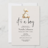 ヴィンテージ緑豊かな子供部屋動物の少年の赤ちゃんシャワー 招待状 (正面)