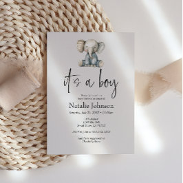 ヴィンテージ緑豊かな子供部屋動物の少年の赤ちゃんシャワー 招待状