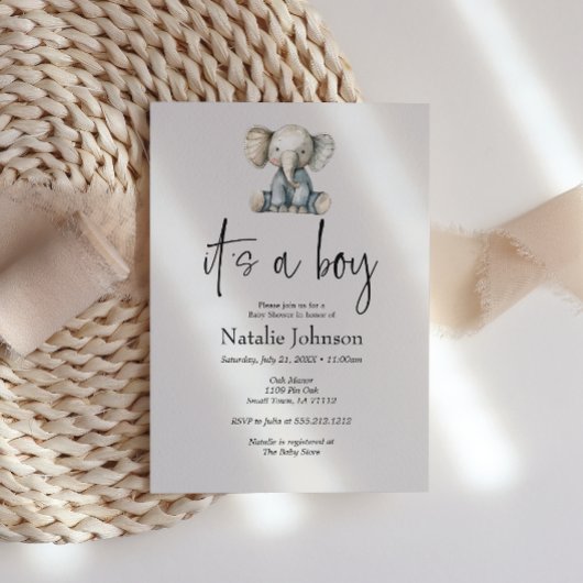 ヴィンテージ緑豊かな子供部屋動物の少年の赤ちゃんシャワー 招待状