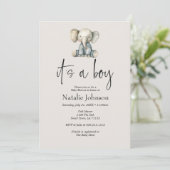 ヴィンテージ緑豊かな子供部屋動物の少年の赤ちゃんシャワー 招待状 (スタンド正面)