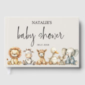 ヴィンテージ緑豊かな子供部屋動物の赤ちゃんシャワー ゲストブック (正面)