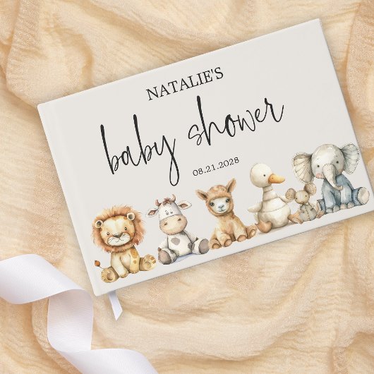 ヴィンテージ緑豊かな子供部屋動物の赤ちゃんシャワー ゲストブック