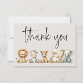 ヴィンテージ緑豊かな子供部屋動物の赤ちゃんシャワー サンキューカード (正面)