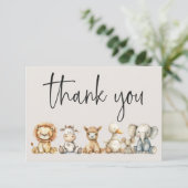 ヴィンテージ緑豊かな子供部屋動物の赤ちゃんシャワー サンキューカード (スタンド正面)